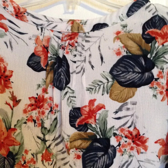 Hilary Radley Women's Floral Button Down Shirt 3/4 Sleeve Tunic Stretchy Size XL - Picture 6 of 9